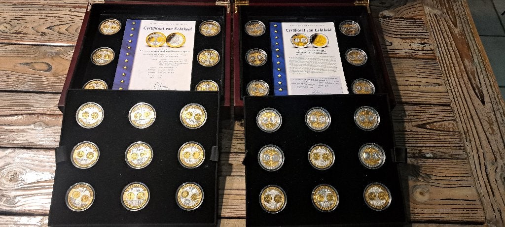 Munten collectie in puur zilver (999) met 24 karaat goud, Ophalen, Setje, Overige landen, Overige waardes