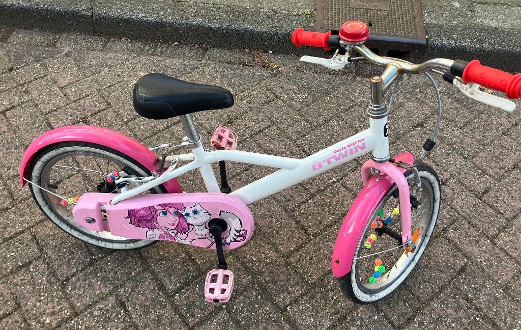 B’twin 16 inch kinderfiets, Ophalen, Gebruikt, 16 inch, Handrem