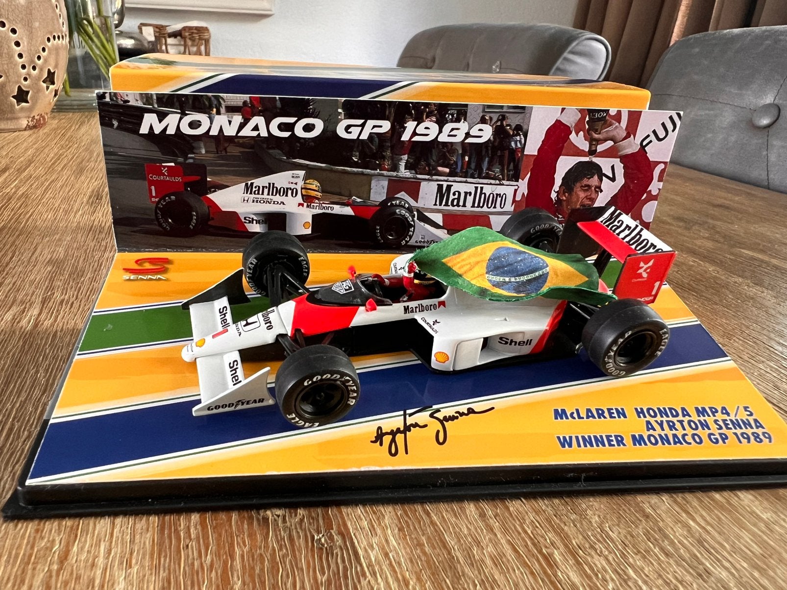 Ayrton Senna McLaren Honda MP4/5 Monaco GP 1989 1:43, Ophalen of Verzenden, Zo goed als nieuw, Auto, MiniChamps