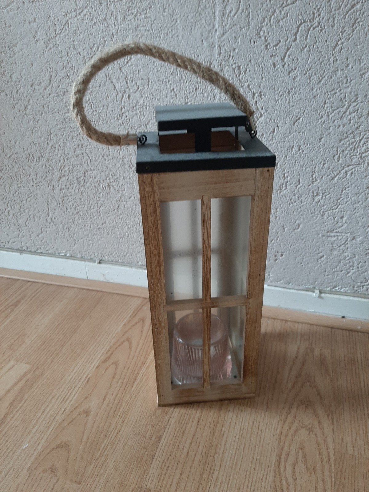 Mooi windlicht met touw - Landelijke stijl, Hout, Gebruikt, Ophalen of Verzenden, Landelijk