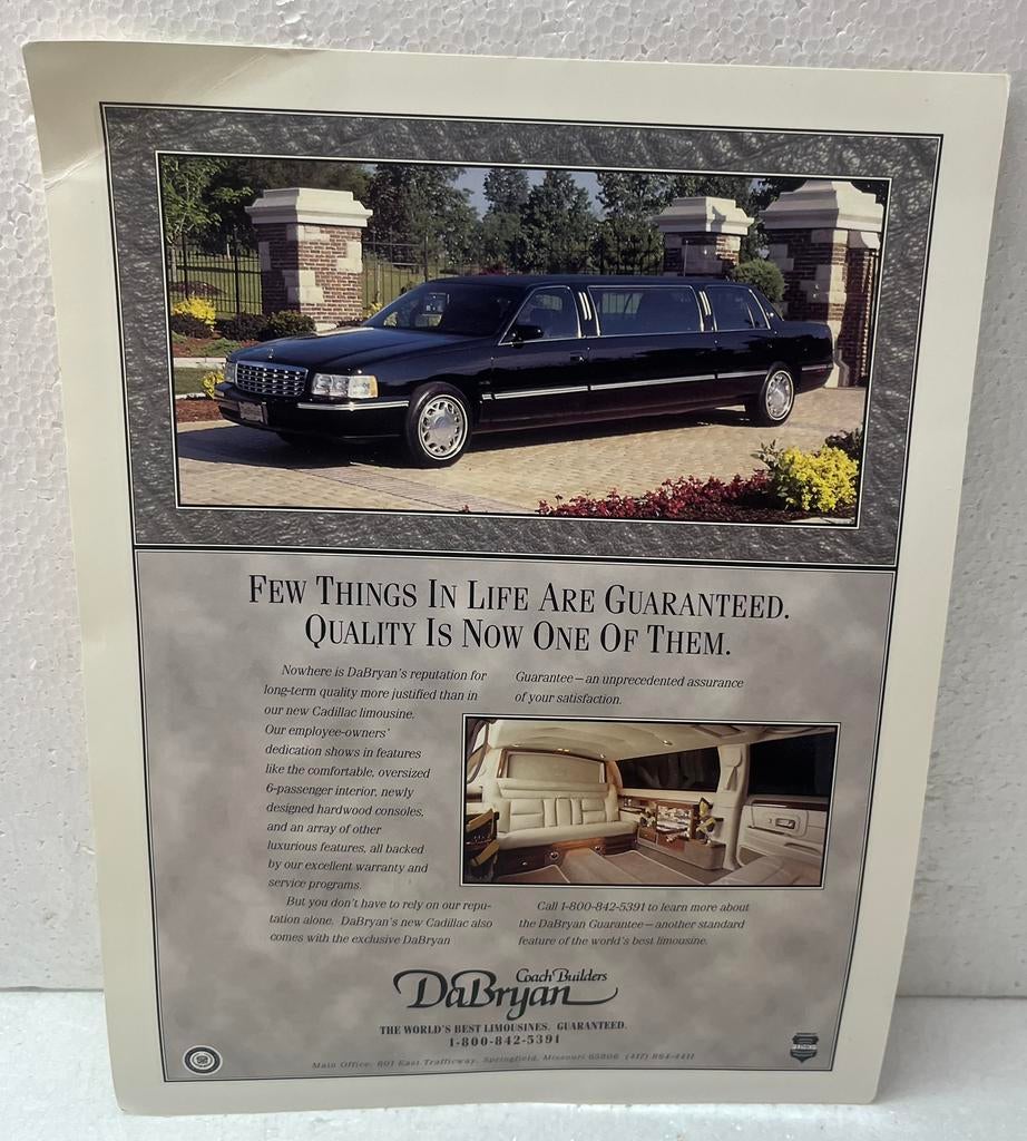 Brochure/ Leaflet Cadillac Da Bryan Coah Buiders Limousine., Ophalen of Verzenden, Zo goed als nieuw, Overige merken
