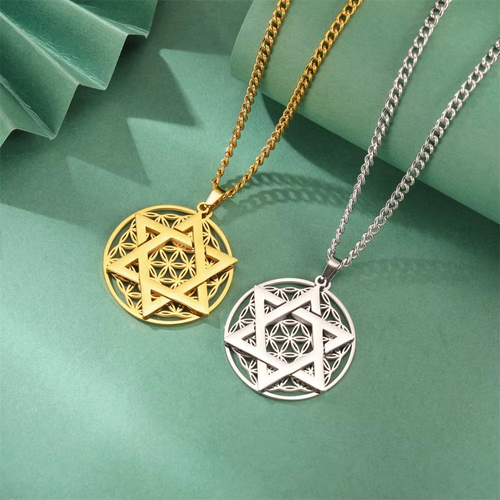 Davidster Met Bloem Van Het Leven Ketting, Overige kleuren, Verzenden, Nieuw, Overige materialen
