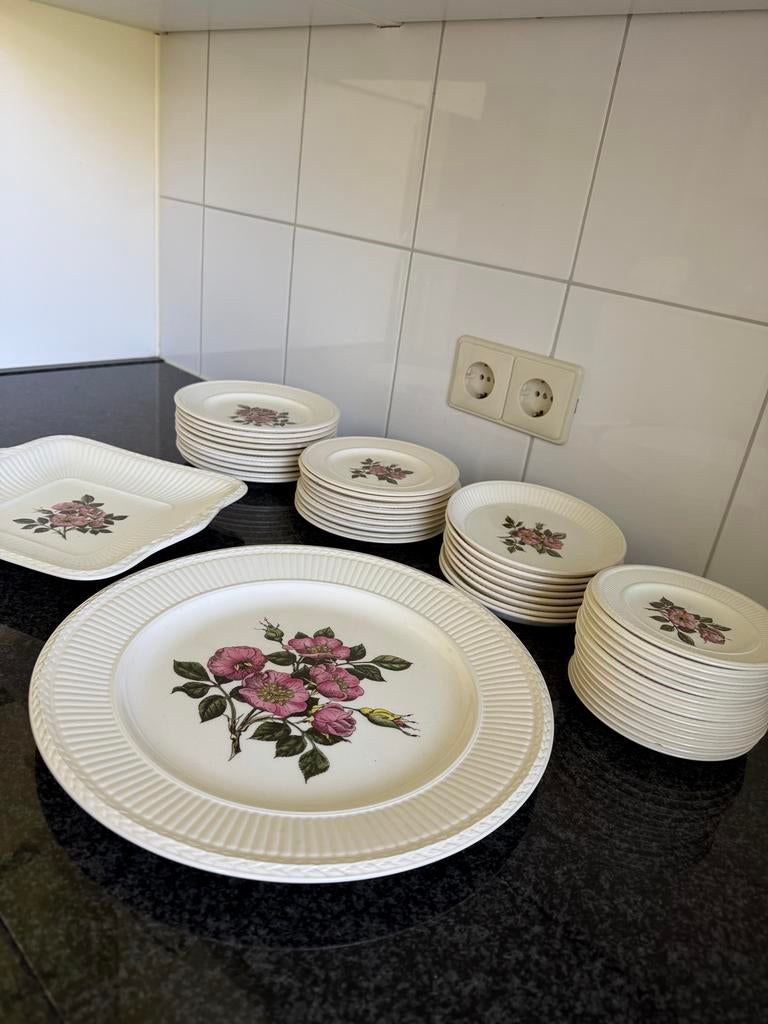 Wedgwood Briar Rose Gebaksservies - 44 Delen, Ophalen, Gebruikt, Porselein, Compleet servies