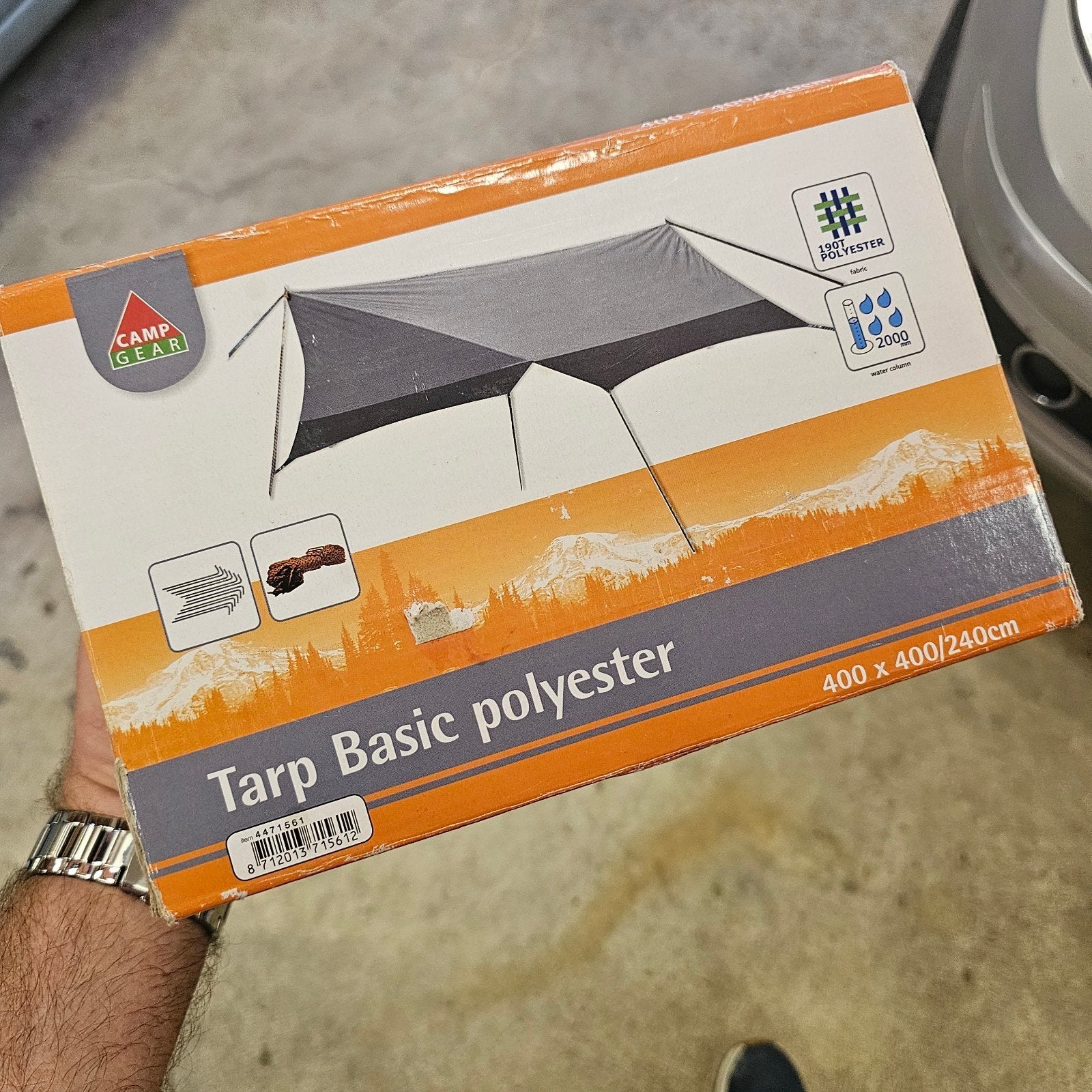 Camp Gear Tarp Basic Polyester 400x400cm, Ophalen of Verzenden, Nieuw