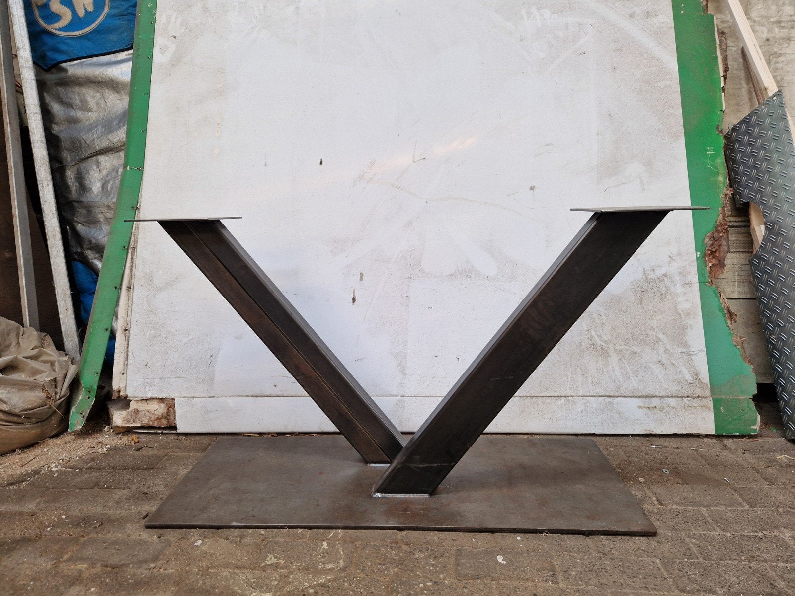 Stalen tafelpoot, Huis en Inrichting, Ophalen, 50 tot 100 cm, Zo goed als nieuw, 150 tot 200 cm