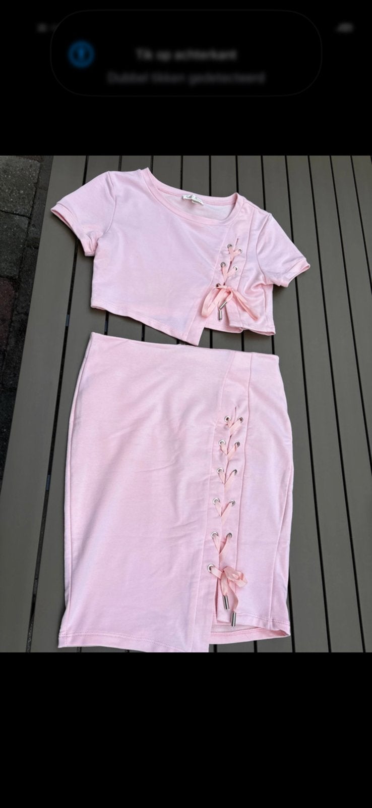 Tweedelige lichtroze zomerset, Ophalen of Verzenden, Gedragen
