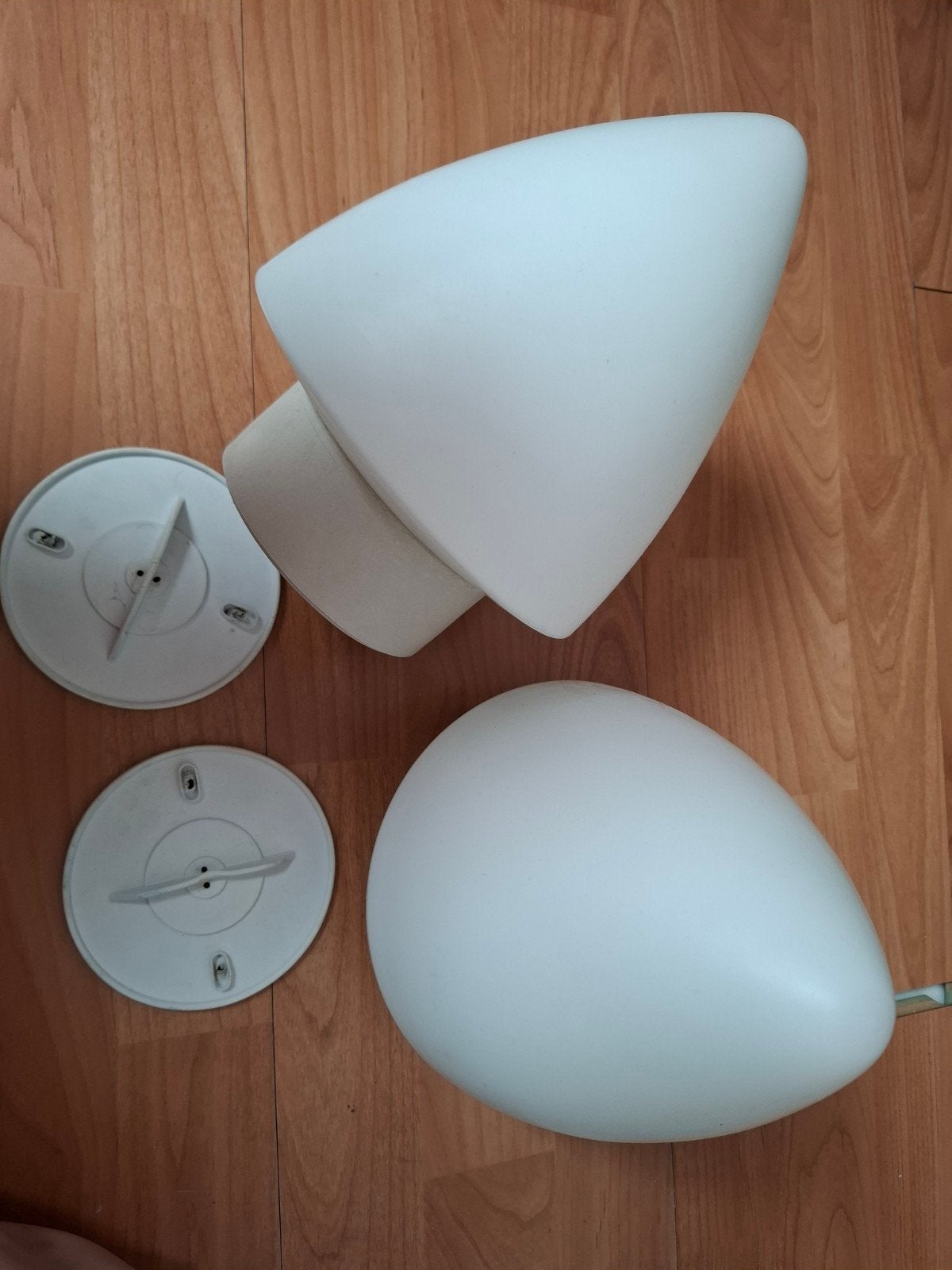 Set van 2 witte lampen - Modern design, Wit, Gebruikt, Kunststof, Ophalen of Verzenden