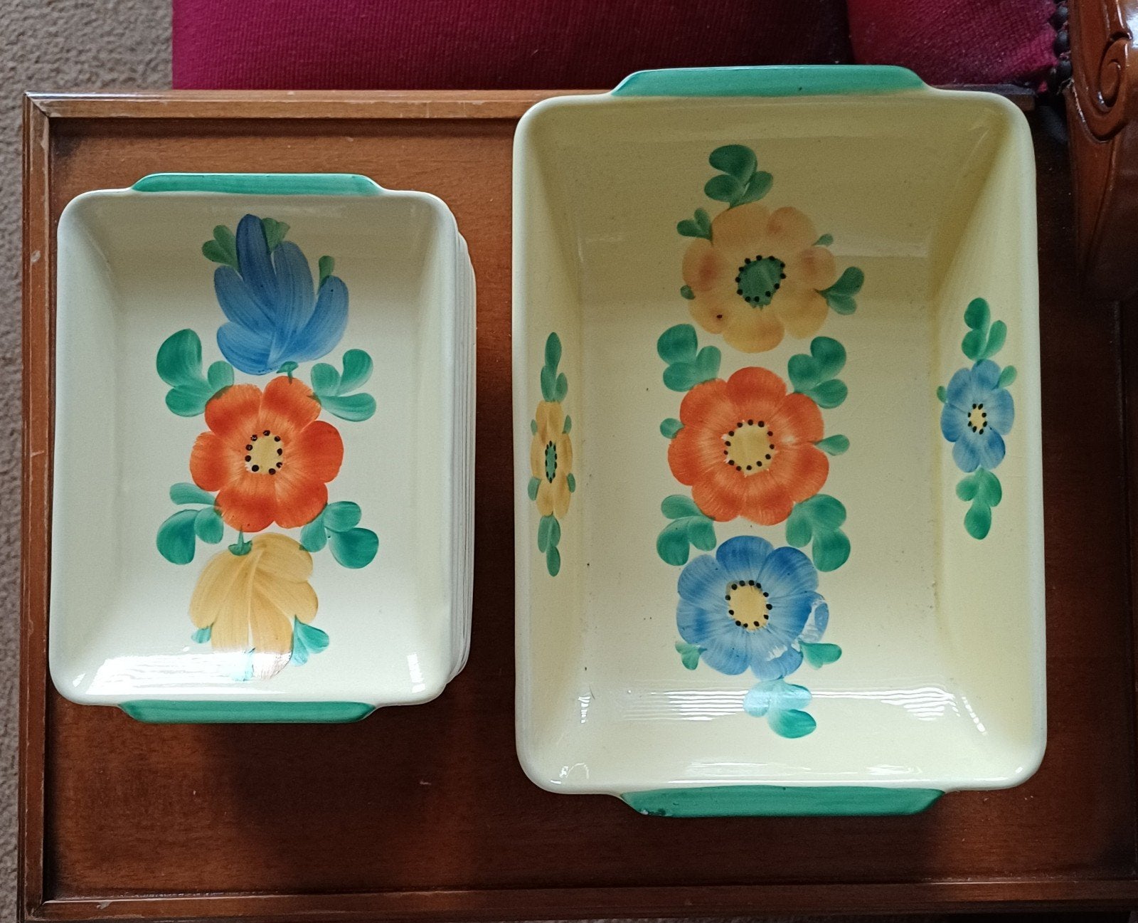 Vintage Florida Keramiek Ovenschalen Set - Handgeschilderd, Ophalen