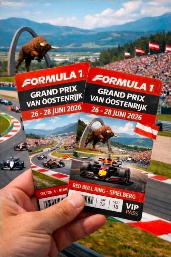 Formule 1 tickets Oostenrijk 2 stuks, Tickets en Kaartjes, Evenementen en Festivals, Twee personen