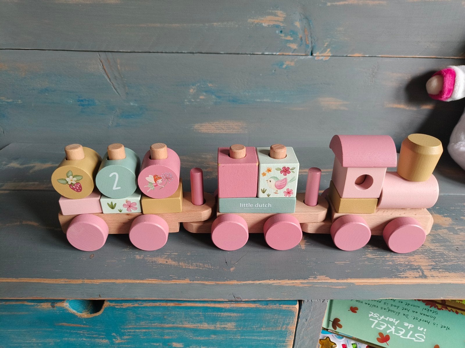 Little Dutch houten trein roze, Ophalen of Verzenden, Zo goed als nieuw, Duw- of Trekspeelgoed