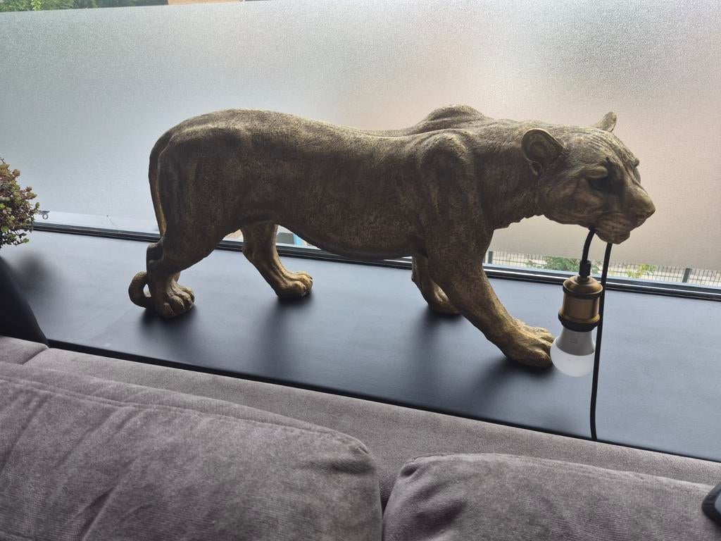 Gouden Luipaard Lamp - Unieke Sfeerverlichting, Ophalen, Zo goed als nieuw, Modern, Dierlijk, Luxe