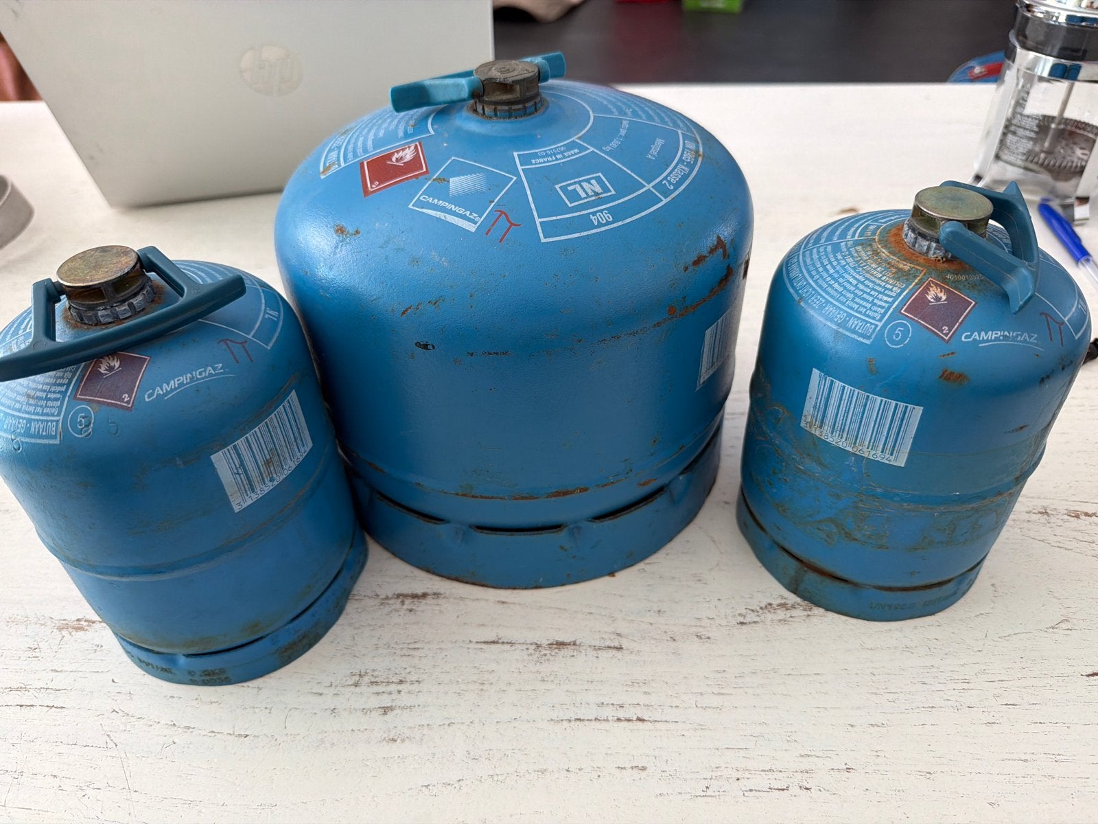 3 Campingaz gasflessen (2x 901 & 1x 904), Ophalen, Gebruikt