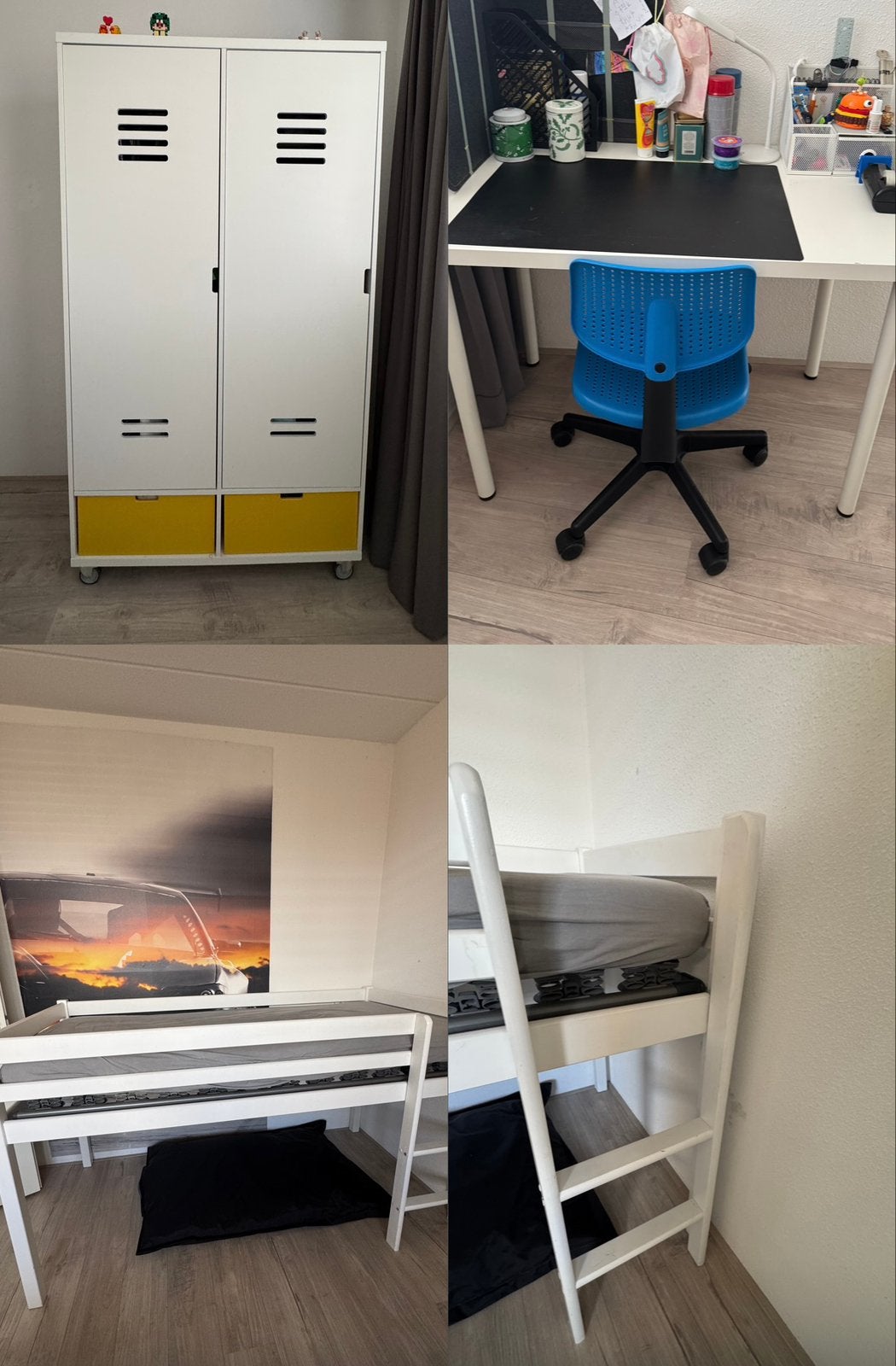 Kinderkamer halfhoogslaper kledingkast buro stoel, Gebruikt, Eenpersoons, Ophalen of Verzenden, 90 cm