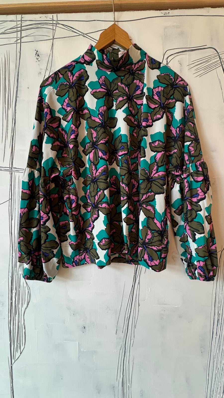 Studio Anneloes Joy Flower Blouse - Off White/Army, Ophalen of Verzenden, Zo goed als nieuw, Maat 42/44 (L), Wit