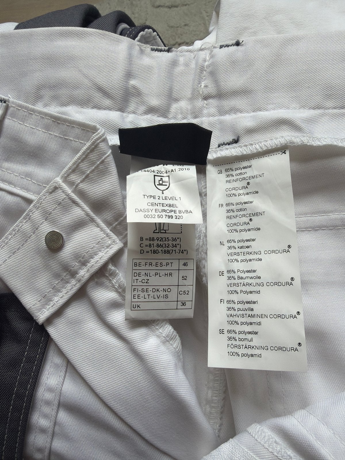 Witte werkbroek met donkere accenten, Ophalen of Verzenden, Nieuw