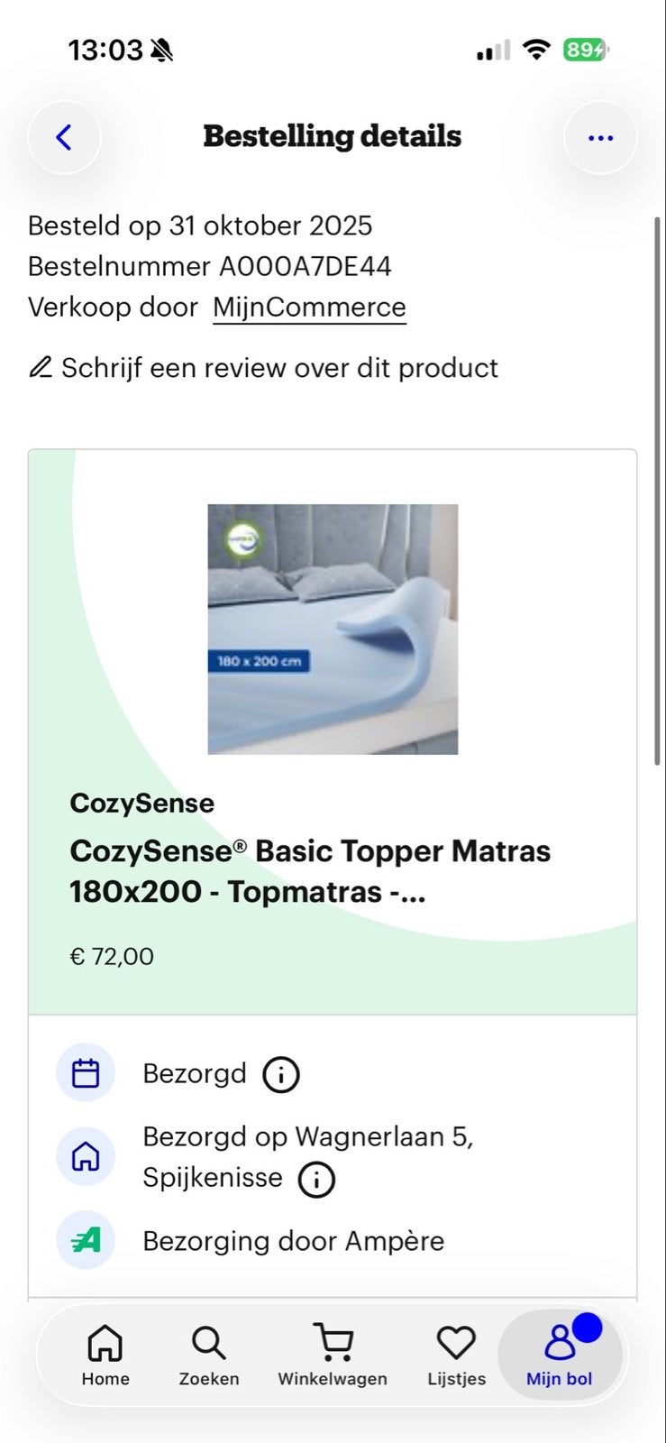 CozySense Basic Topper Matras 180x200 - Zo goed als nieuw, Ophalen, Tweepersoons, Zo goed als nieuw, Matras