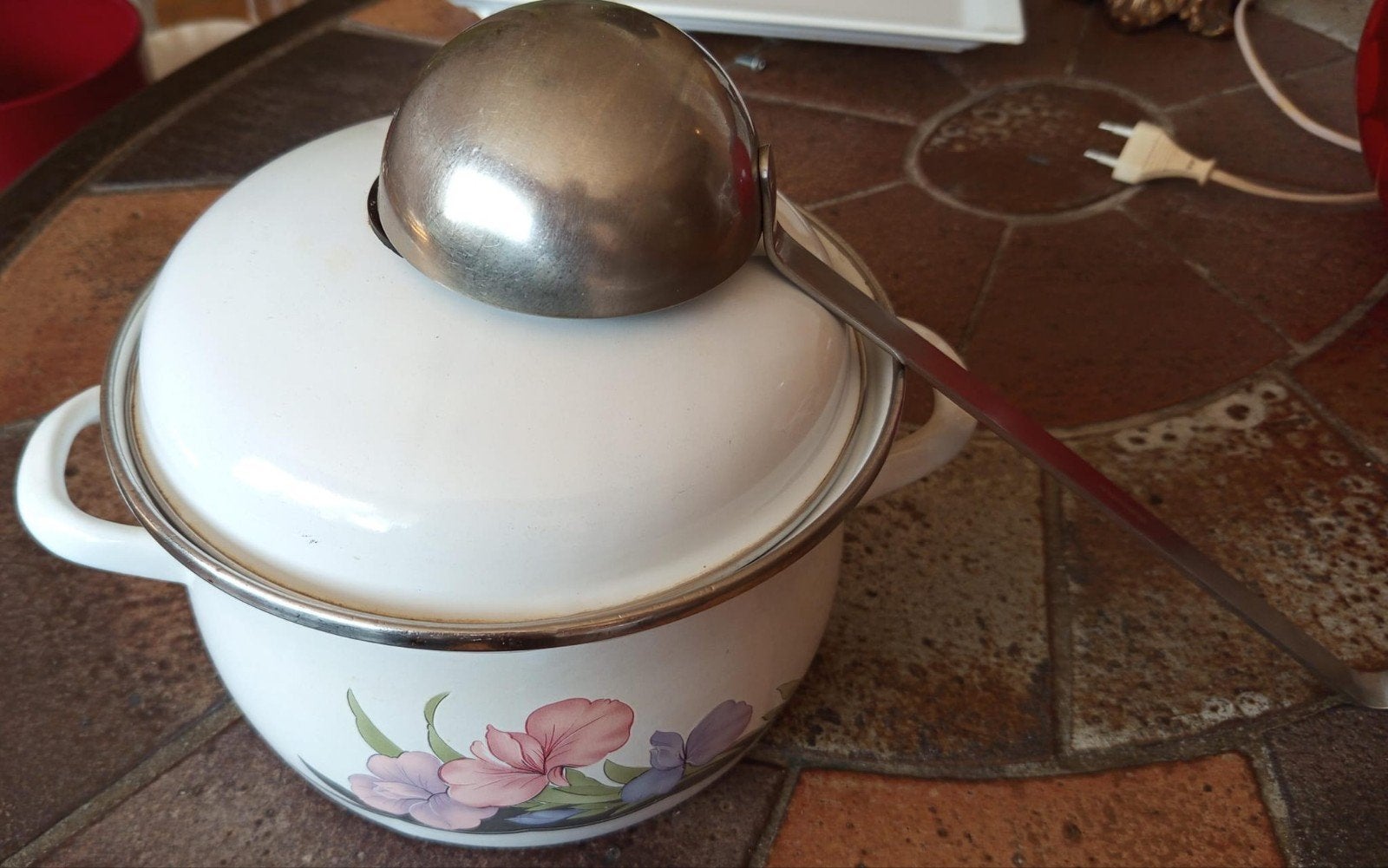 soeppan met lepel, Huis en Inrichting, Keuken | Potten en Pannen, Ophalen, Pot, Bus of Blik