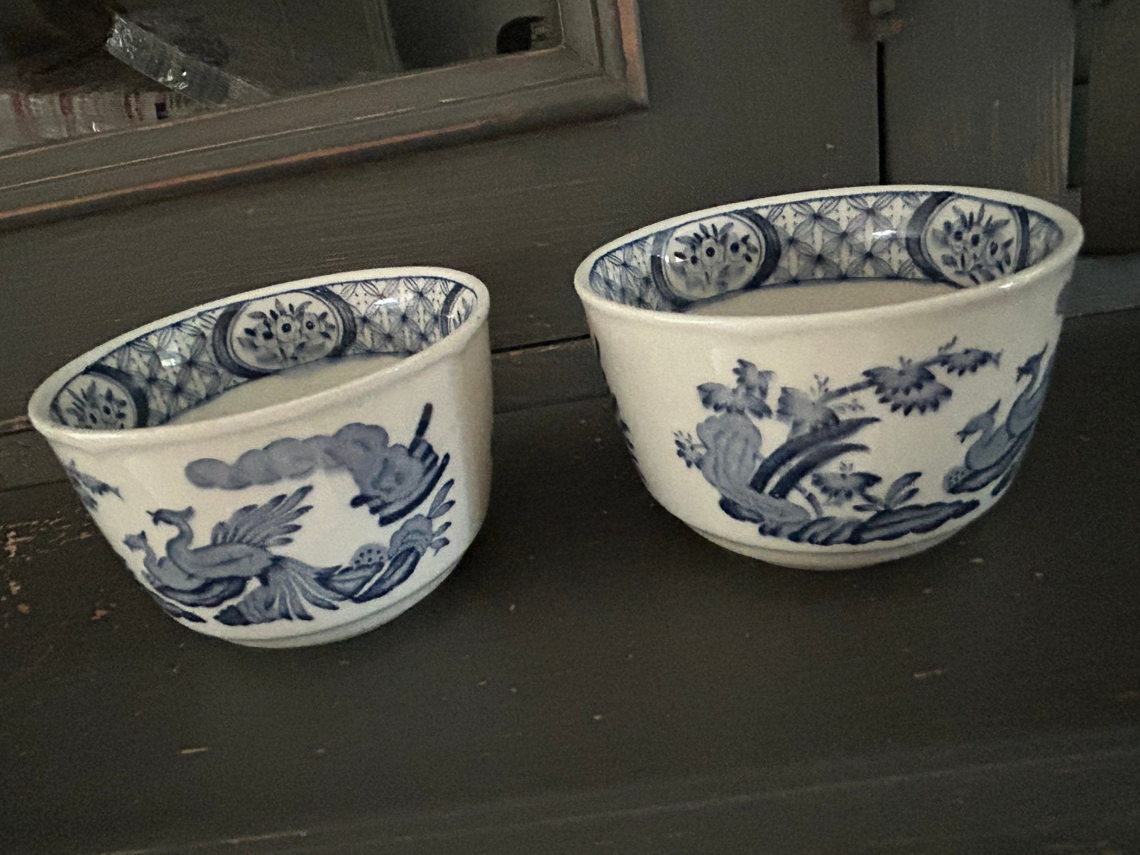 2 oud blauwe kommetjes Old Chelsea, Ophalen of Verzenden