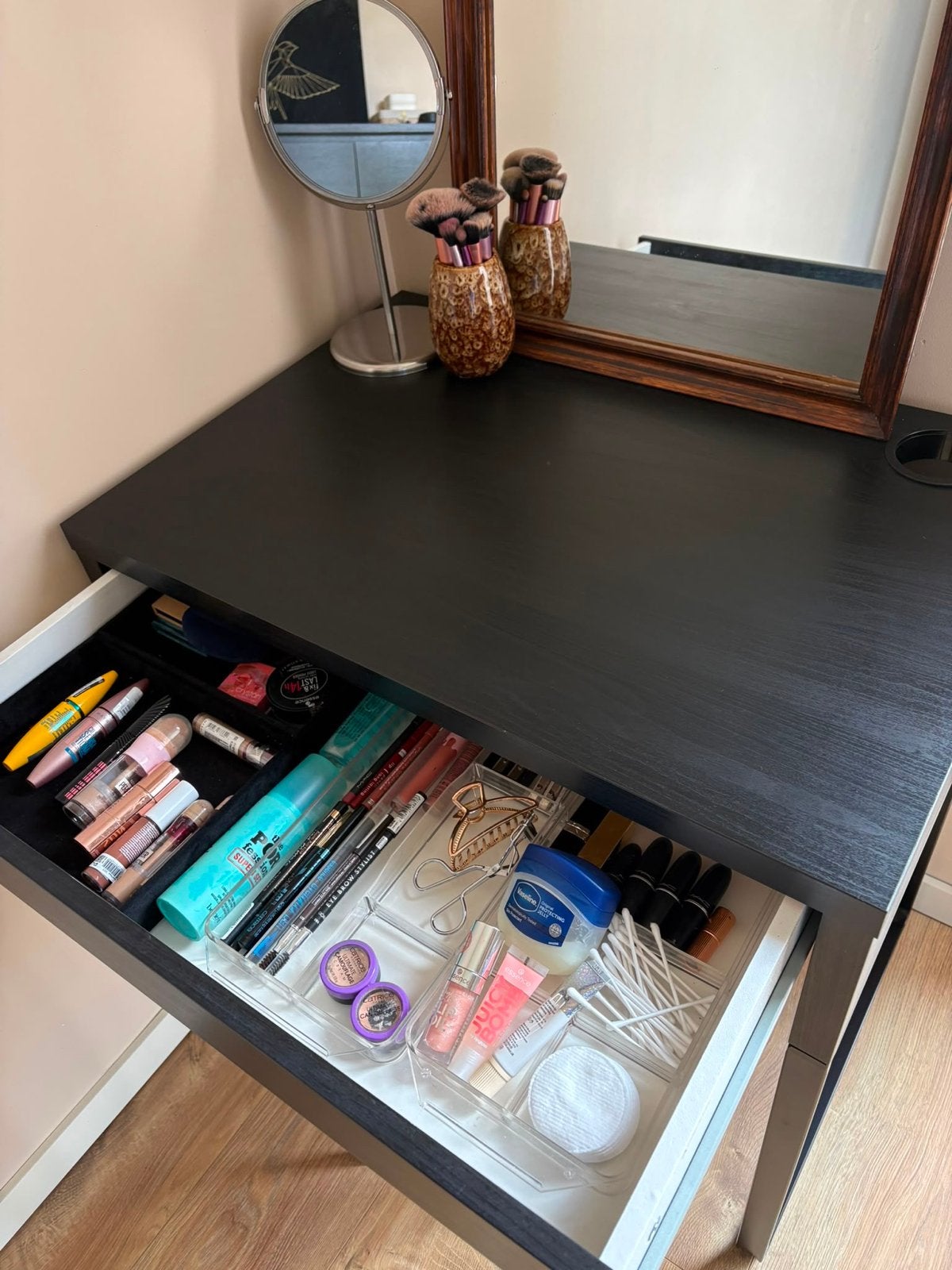 Make-up tafel / Bureautje met lade - Goede staat, Huis en Inrichting, Tafels | Kaptafels, Ophalen, Gebruikt, Hout