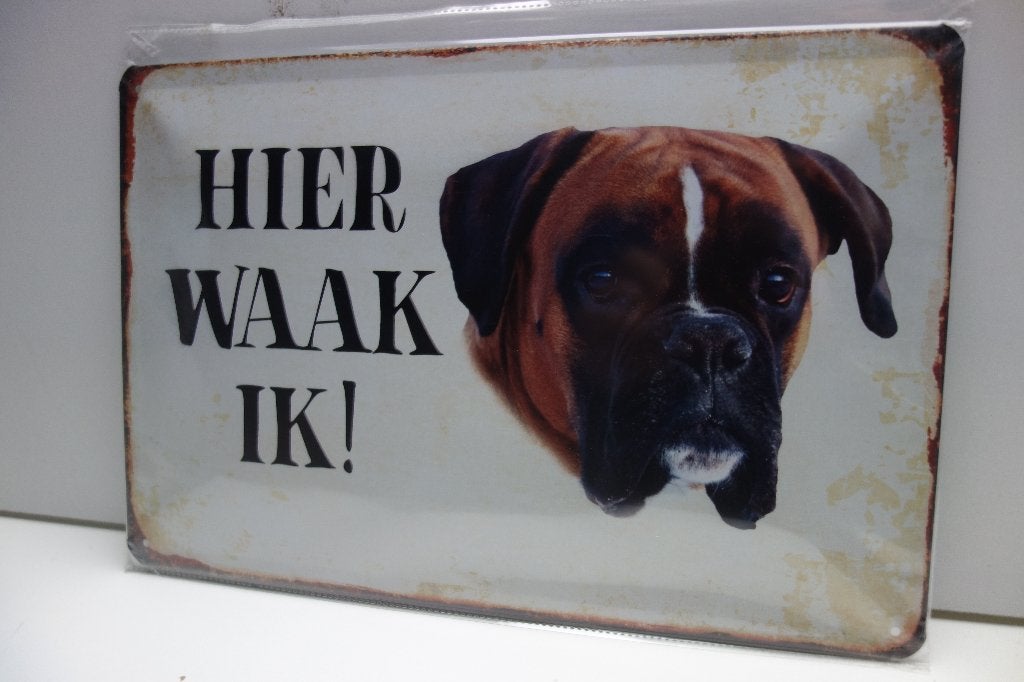 BOXER HONDEN BORD HIER WAAK IK met AFB, Dieren en Toebehoren, Overige merken, Ophalen of Verzenden, Nieuw, Overige typen