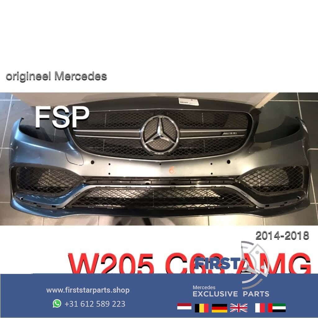 W205 C63 AMG Voorbumper Mercedes C Klasse 2014-2019 + gril +, Gebruikt, -, Voor, Ophalen of Verzenden