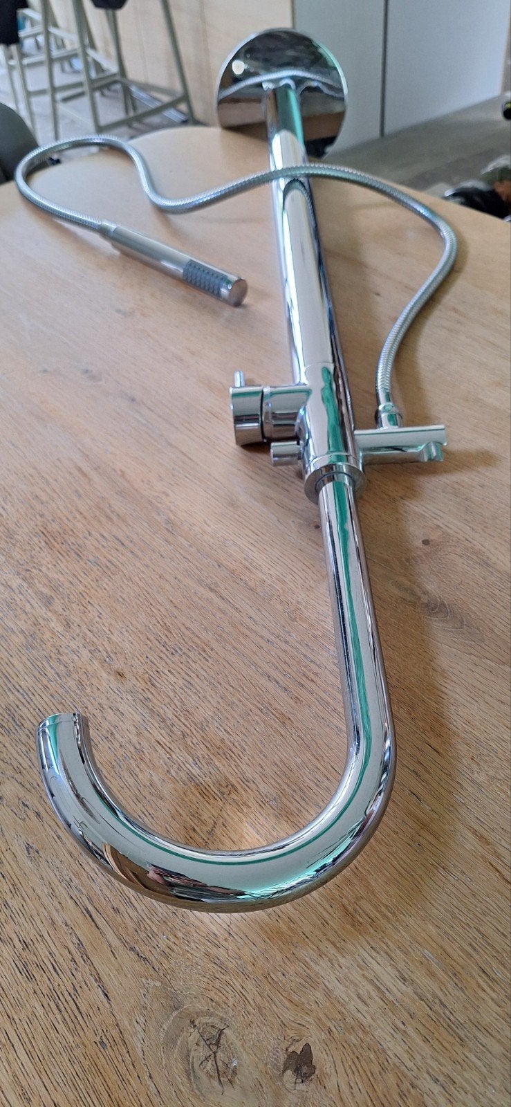 Chroom Badkraan met Handdouche - Zo goed als nieuw, Ophalen, Gebruikt, Chroom, Kraan