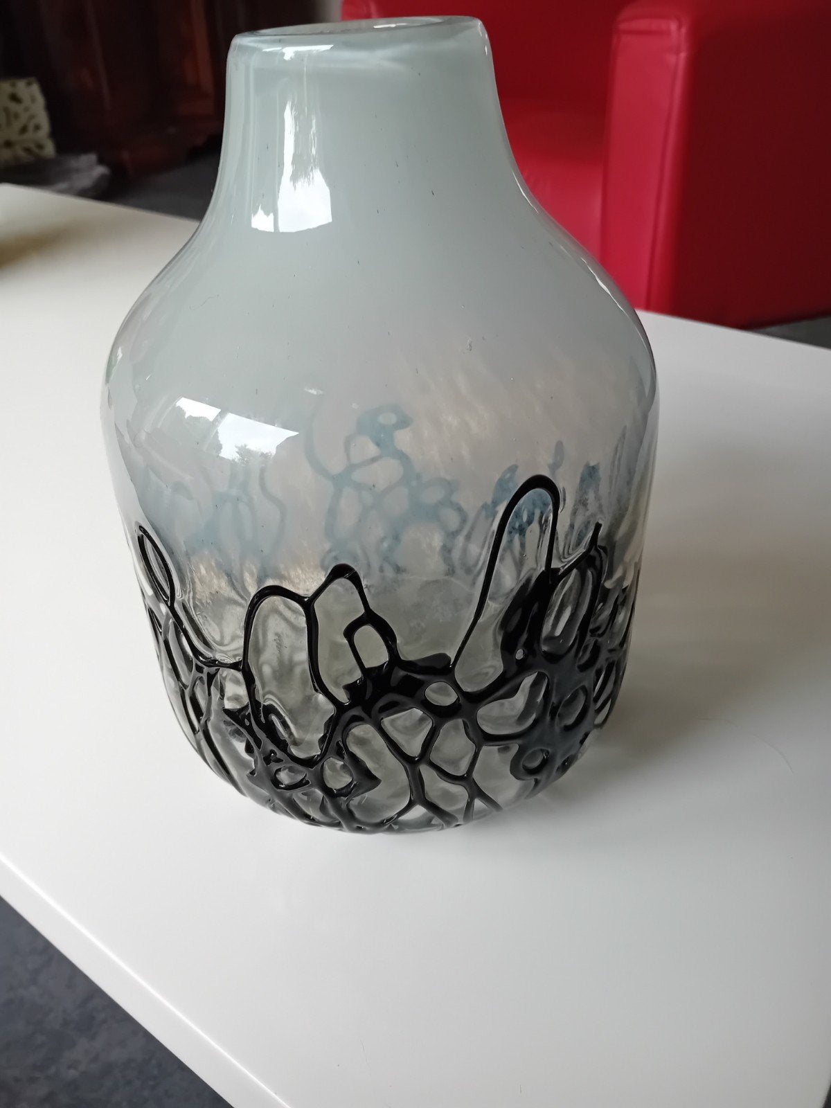 Grote Murano vaas handgemaakt met gesmolten draden 1960s, Ophalen of Verzenden