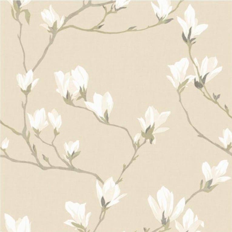 Nieuwe rol Laura Ashley vliesbehang Magnolia Grove Natural, Huis en Inrichting, Stoffering | Behang, Ophalen of Verzenden, Beige