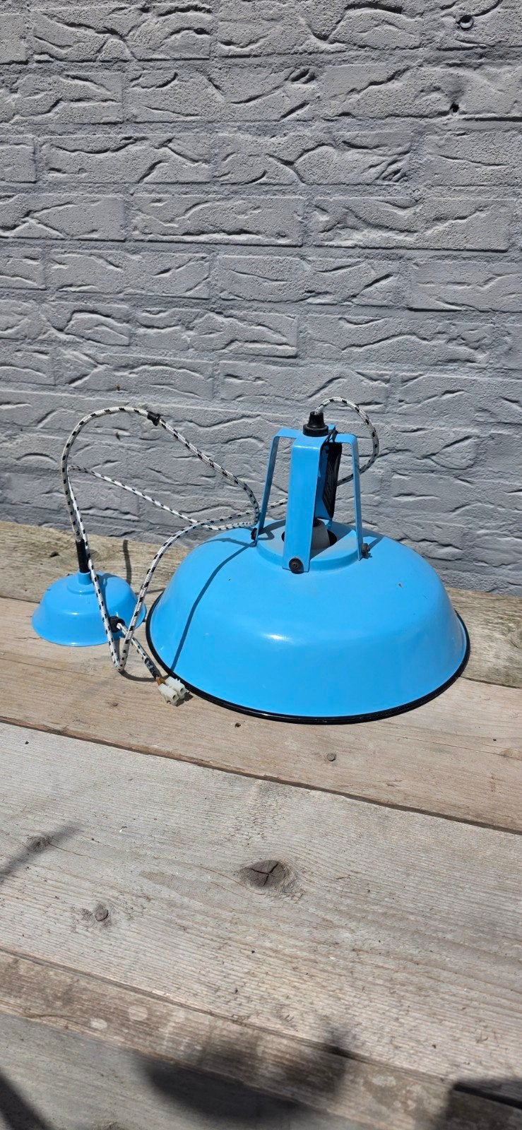 HKliving hanglamp blauw - Vintage stijl, Gebruikt, Vintage, Industrieel, Metaal, E27 (groot)