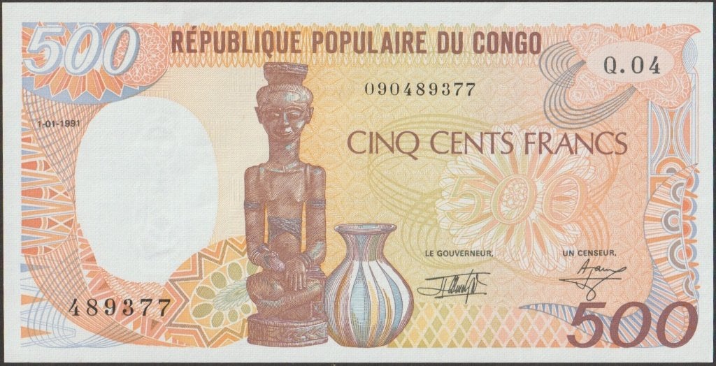 Congo Republic 500 francs 1991 aUNC p.8d (# 360), Verzenden, Overige landen, Los biljet