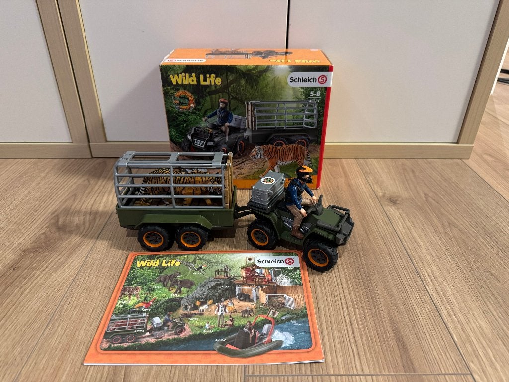 Schleich 42351 Wildlife Quad met aanhanger & Ranger, Ophalen of Verzenden, Zo goed als nieuw, Jongen of Meisje