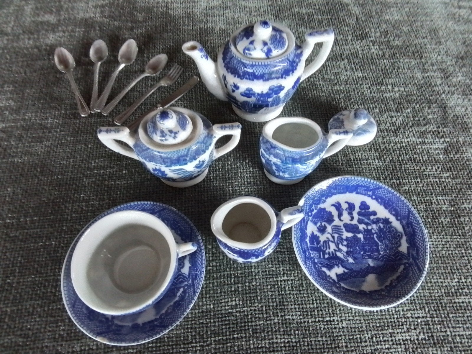 Vintage kinder serviesje blauw, Huis en Inrichting, Ophalen of Verzenden