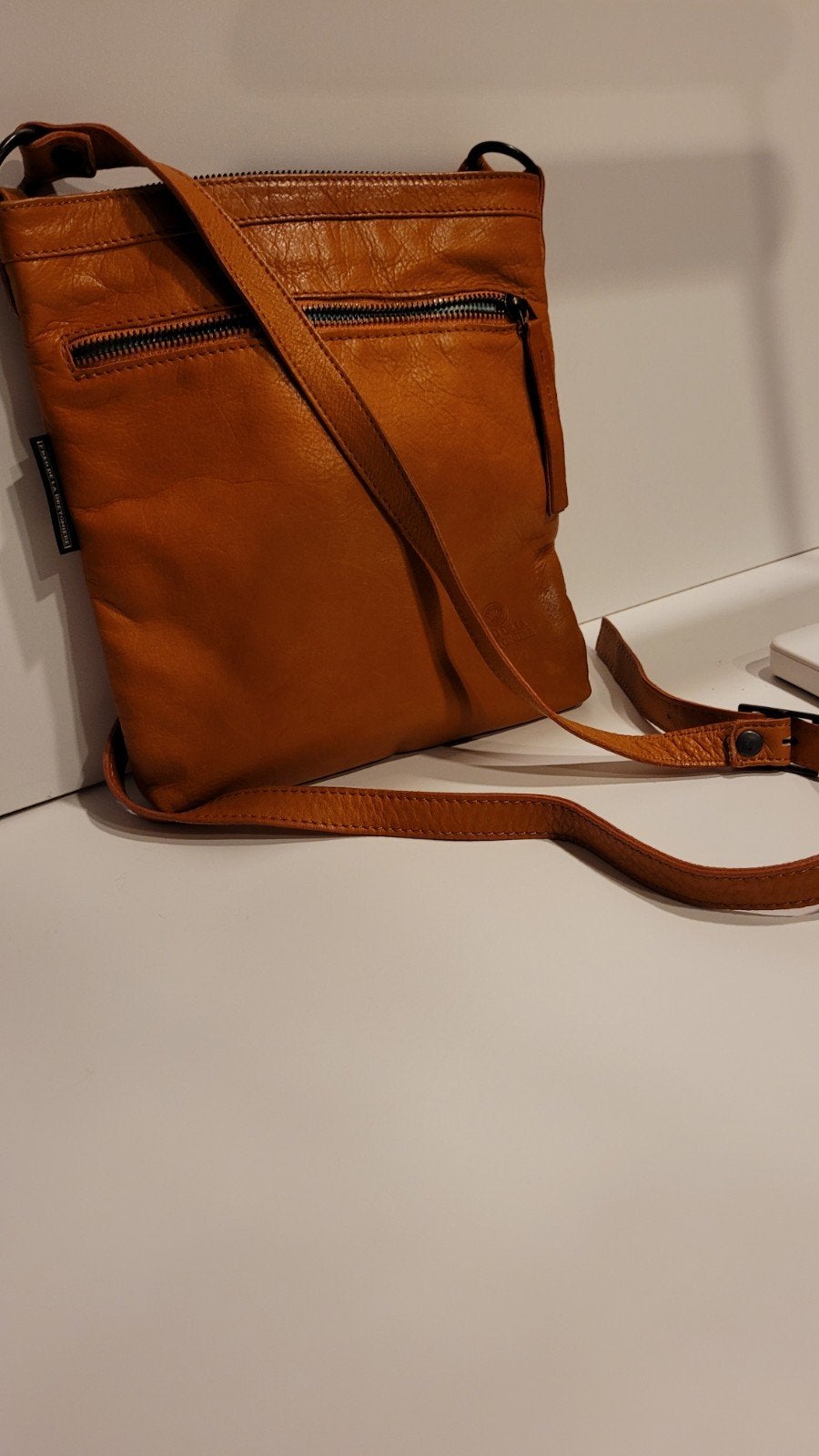 leren Nieuwe crossover tas Fred dela Bretoniere oranje 24x26, Ophalen of Verzenden, Nieuw, Oranje, Leer