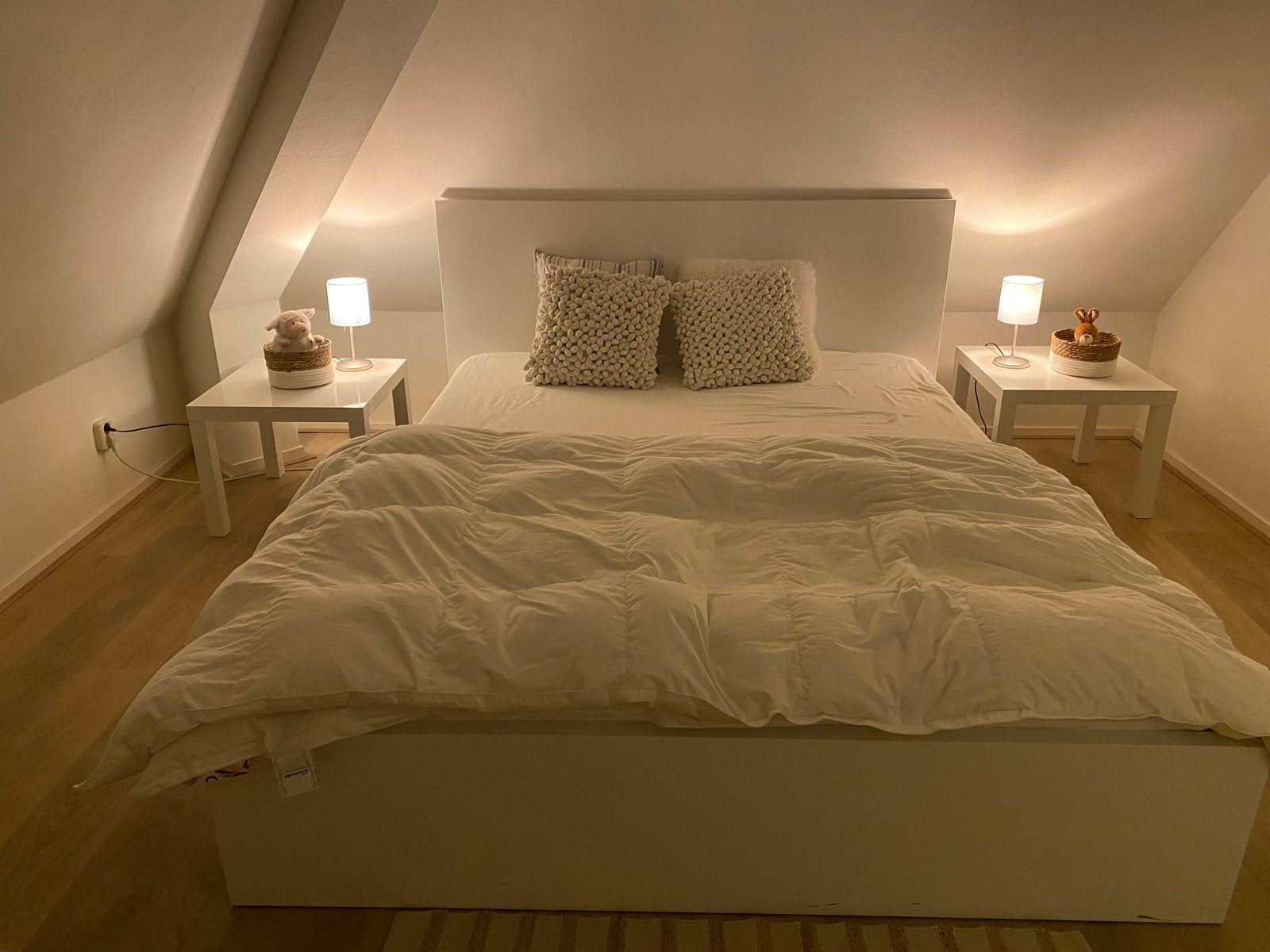 Ikea Tweepersoonsbed met matras en accessoires, Ophalen, Gebruikt, Wit, Tweepersoons