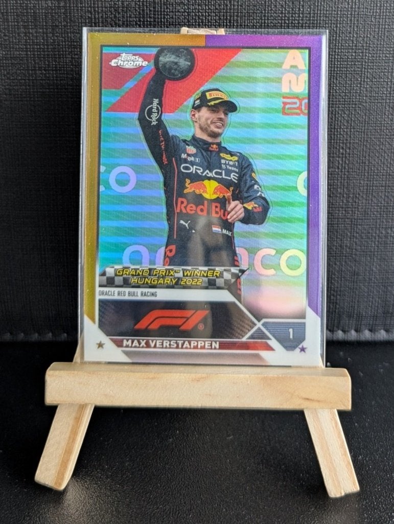 2023 topps Chrome f1 Max verstappen #156 Purple gold, Ophalen of Verzenden, Zo goed als nieuw, Plaatje