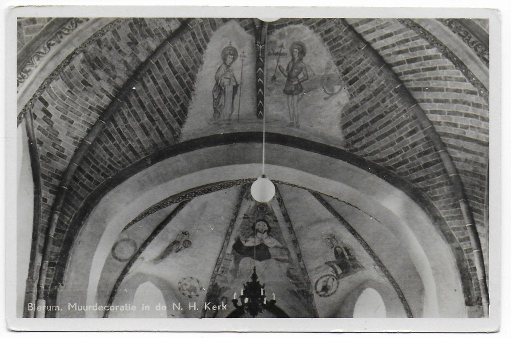 Bierum Muurdecoratie N H Kerk Ongelopen Ansichtkaart ( B6834, Verzamelen, Ophalen of Verzenden, 1960 tot 1980