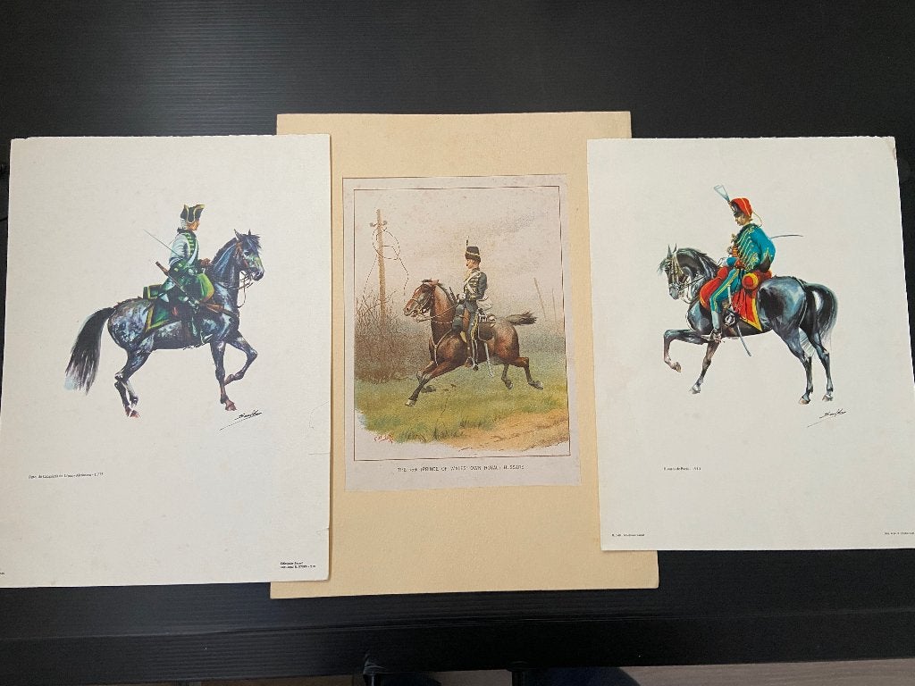 Huzaren, 3 prachtige platen van 40 x 30 cm, Ophalen of Verzenden, Landmacht, Overige gebieden, Kunstobject