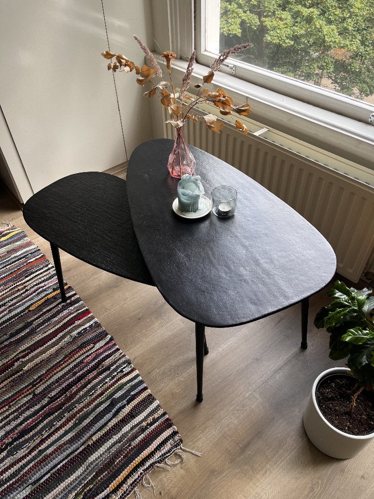 Zwart salontafelset, Ophalen, Minder dan 50 cm, Gebruikt, 50 tot 100 cm