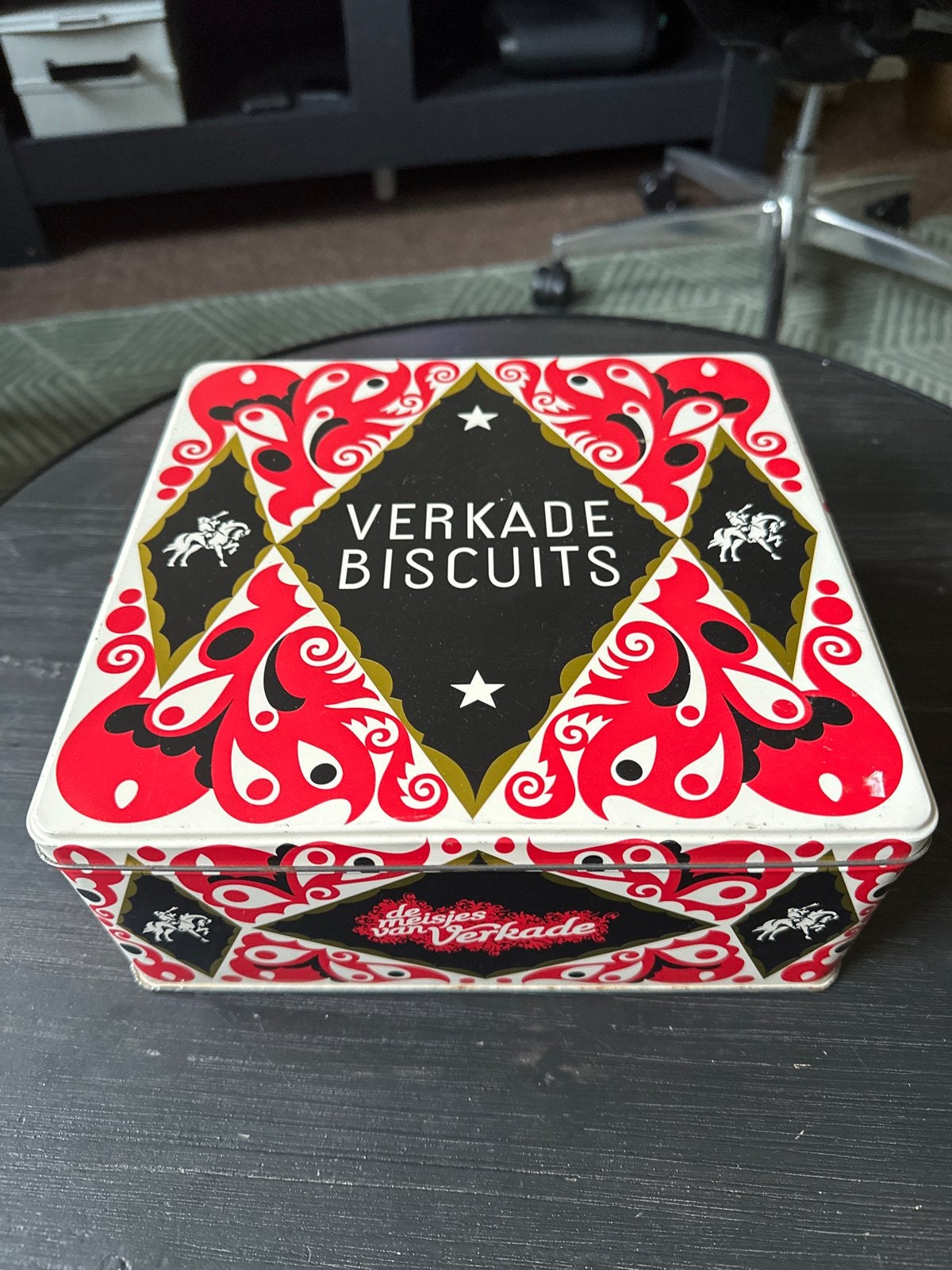 Vintage Verkade Biscuits Blik - De Meisjes van Verkade, Ophalen of Verzenden, Gebruikt, Koek(jes), Verkade