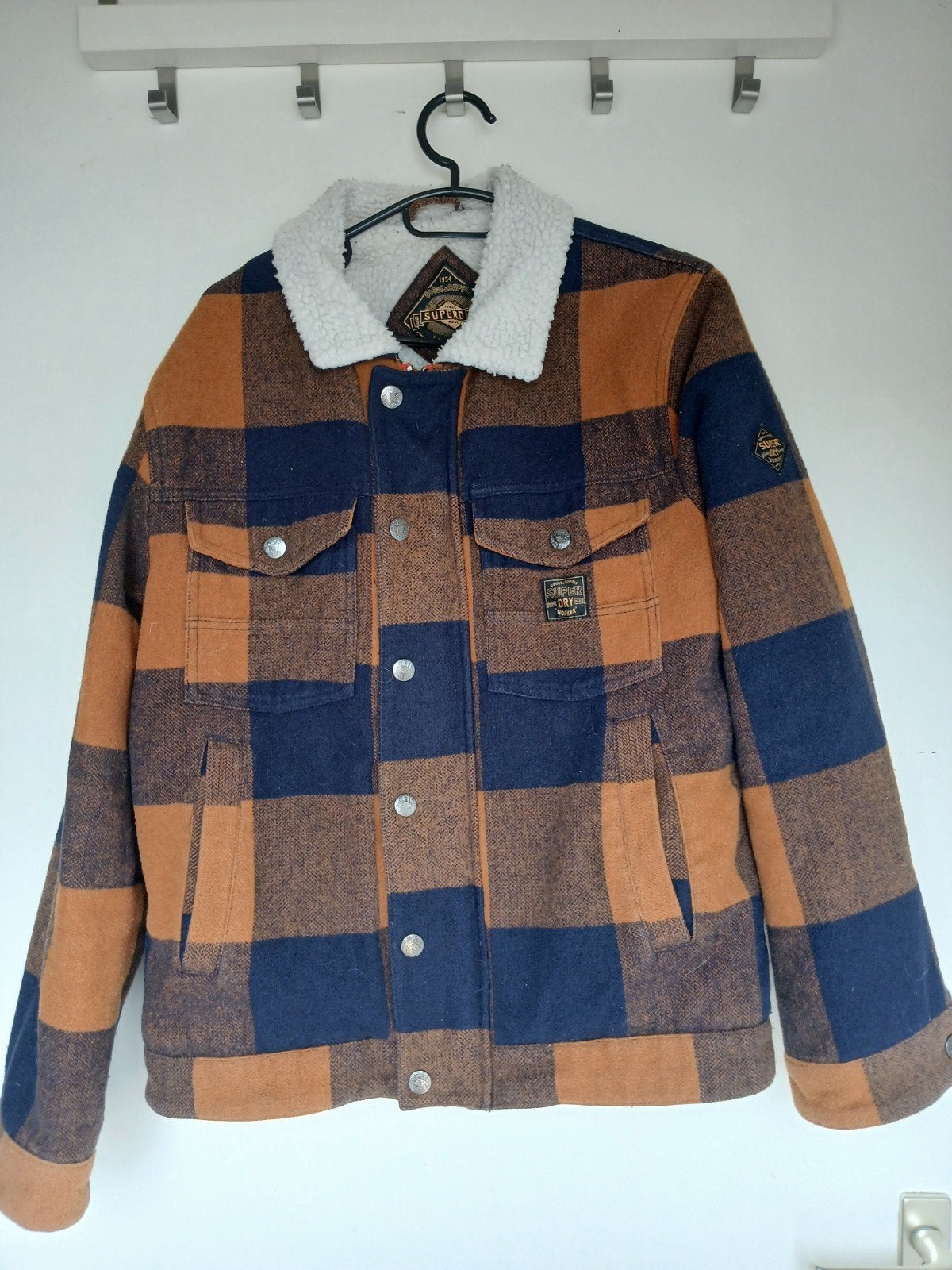 Superdry Worker Jas - Geruit met Sherpa Voering, voor/najaar, Ophalen of Verzenden, Gedragen, Bruin