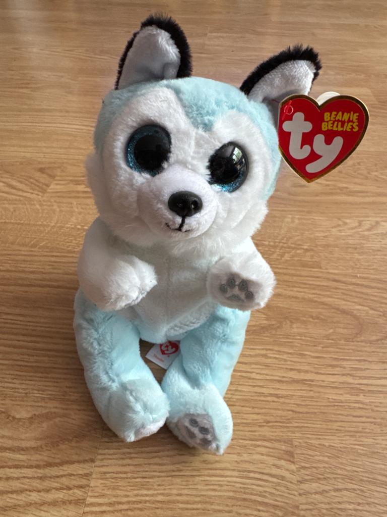 Ty Beanie Bellies Husky Knuffel - Zo goed als nieuw, Blauw, Klein (minder dan 20 cm), Ty, Hond