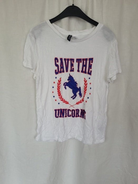 Save the Unicorns shirt mt XS merk Divided, ., Wit, Ophalen of Verzenden, Zo goed als nieuw