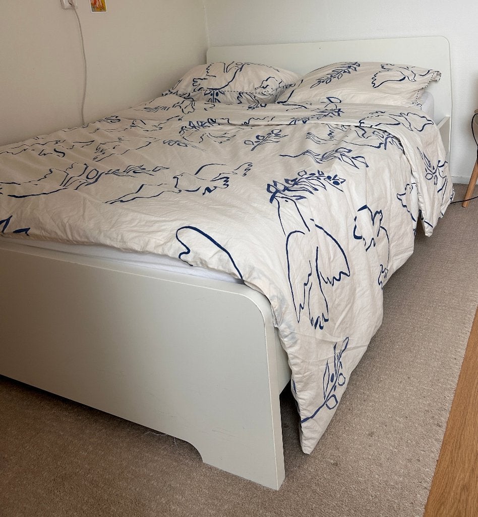 IKEA Malm bed frame 140x200 cm, Ophalen, Gebruikt, Wit, Tweepersoons