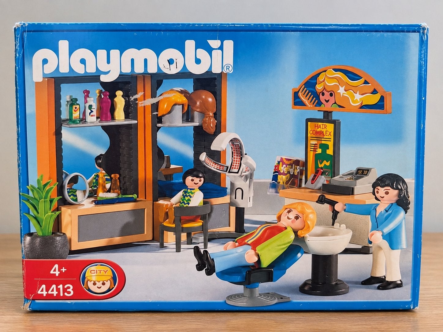 Playmobil 4413 Kapsalon (2004) met doos - bijna compleet, Gebruikt, Gebouw, Complete set, Ophalen of Verzenden