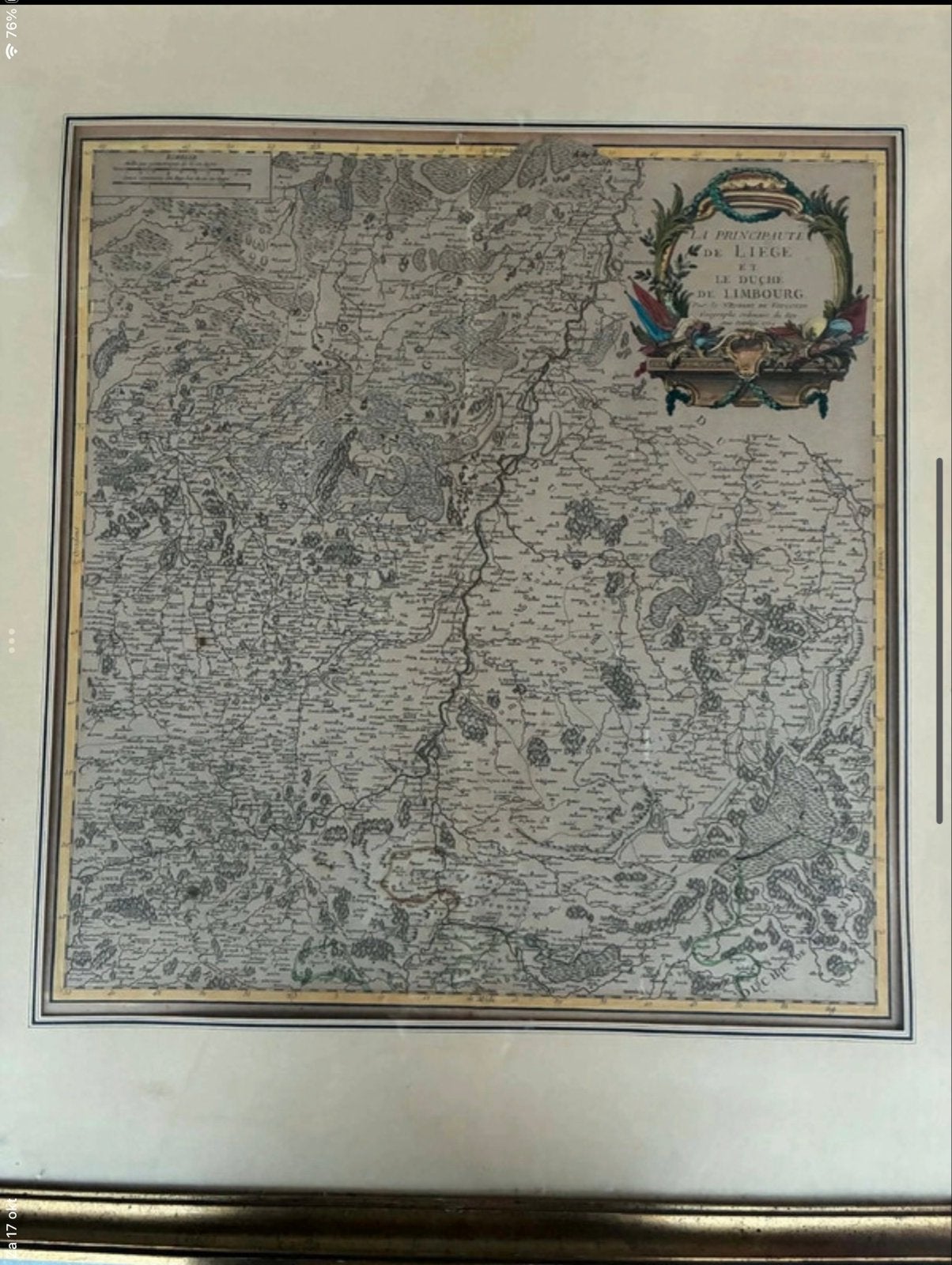 Originele kaart Zuid-Limburg en België 1756 - Robert de Vaug, Voor 1800, Ophalen of Verzenden, België of Luxemburg, Landkaart