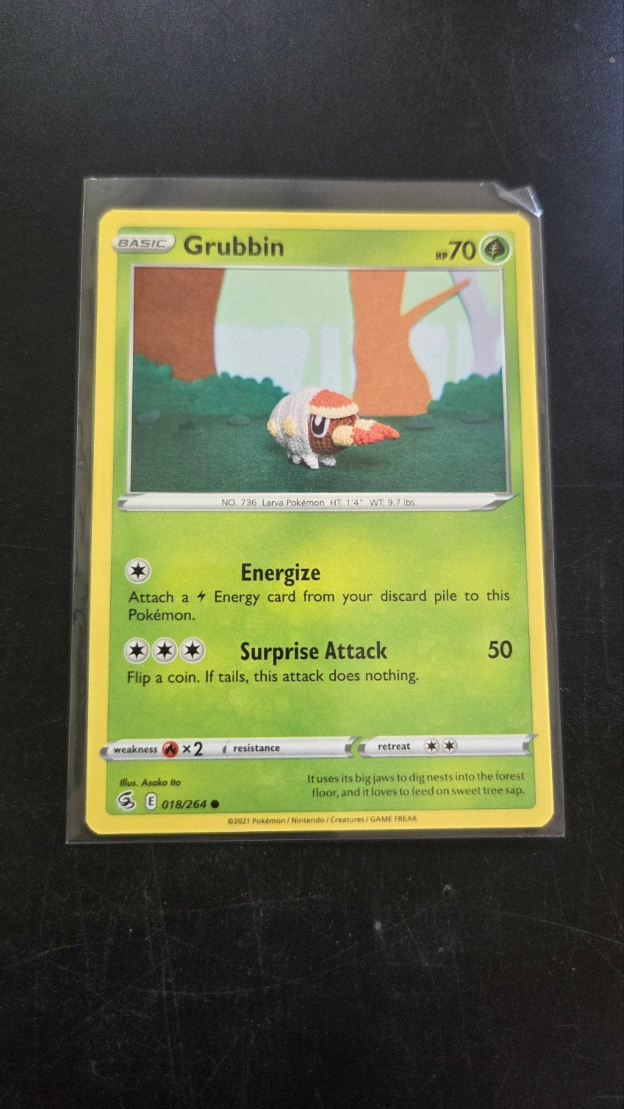 Grubbin 018/264 Fusion Strike Pokémon kaart, Verzenden, Zo goed als nieuw, Losse kaart