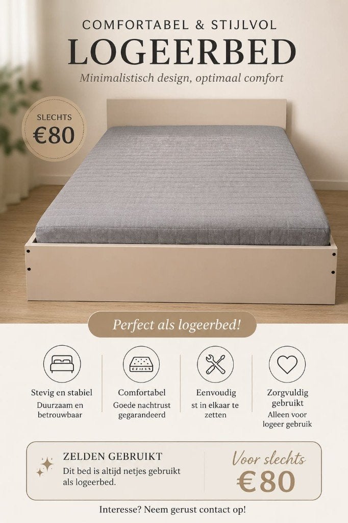 Bed 140 x 200, Ophalen, Gebruikt, Wit, Tweepersoons