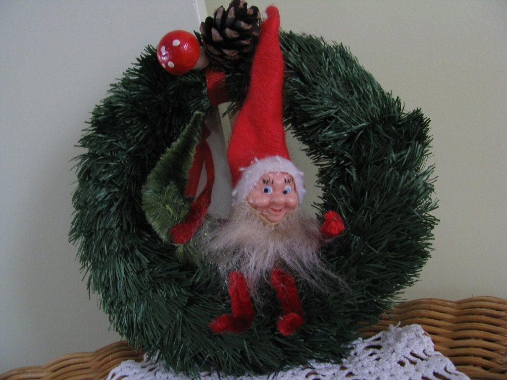 Jaren '40 of eerder * Kerstman in krans * UNIEK & ZELDZAAM, Ophalen of Verzenden, Zo goed als nieuw
