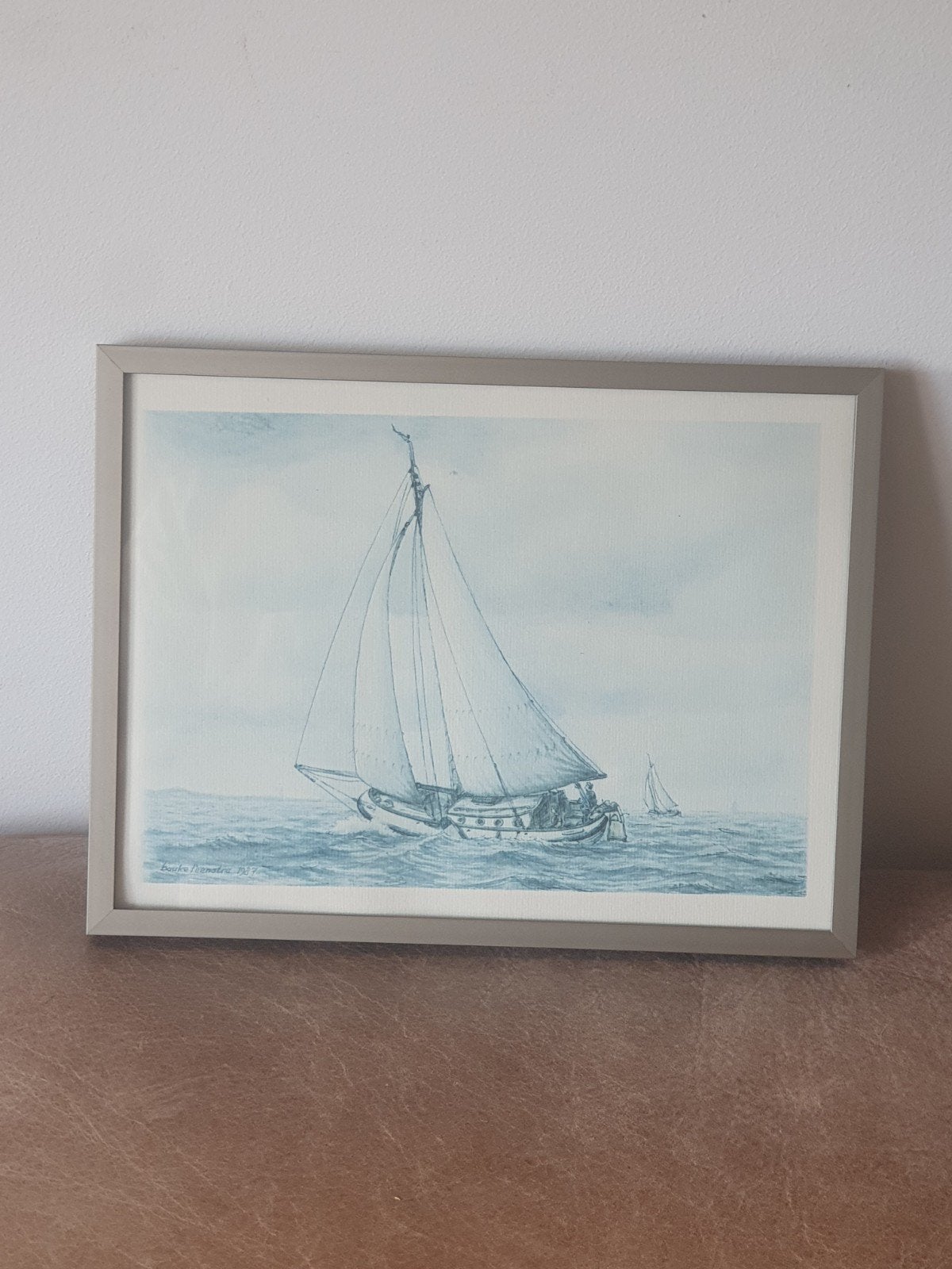 Prachtige Ingelijste platbodem  Litho Prent Bauke Feenstra, Ophalen