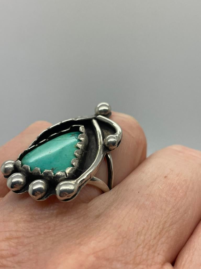 D790 Prachtige zilveren Navajo ring maat 16,75, Ophalen of Verzenden, Kleiner dan 17, X, Met edelsteen